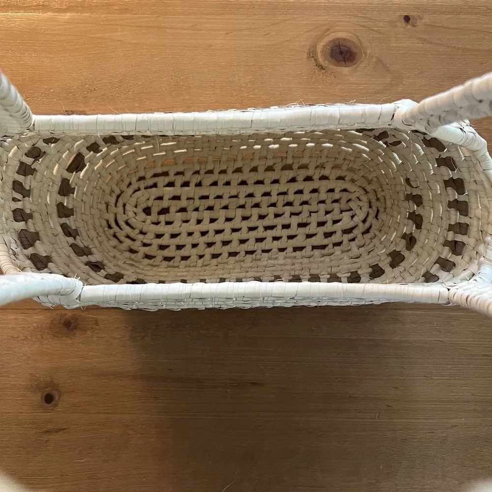 Woven Basket Shoulder Bag Cream Brown Boho Coastal Summer Tote Purse